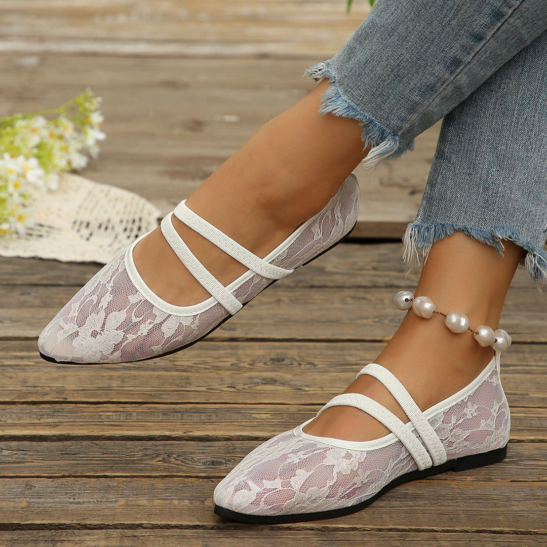 Damen Ballerinas mit elegantem Spitzendesign EB