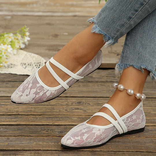 Damen Ballerinas mit elegantem Spitzendesign EB