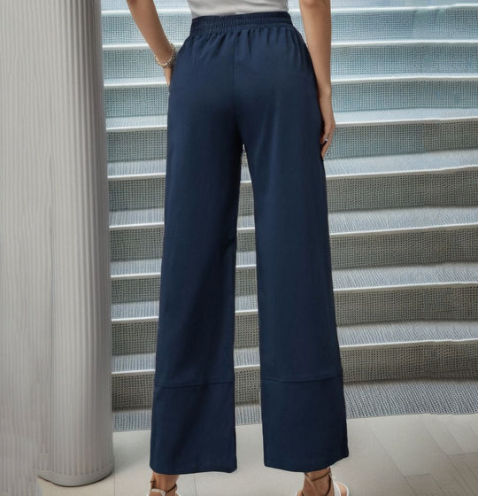 Damen Weite Chino-Hose mit Knopfdetails EB