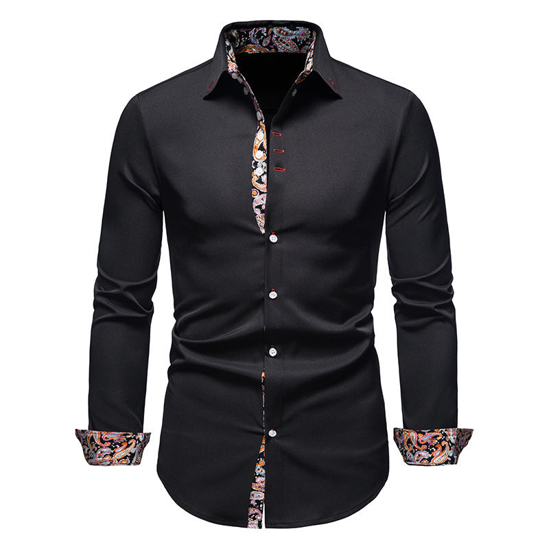 Herren Langarmhemd mit paisley-muster und eleganten Akzenten EB