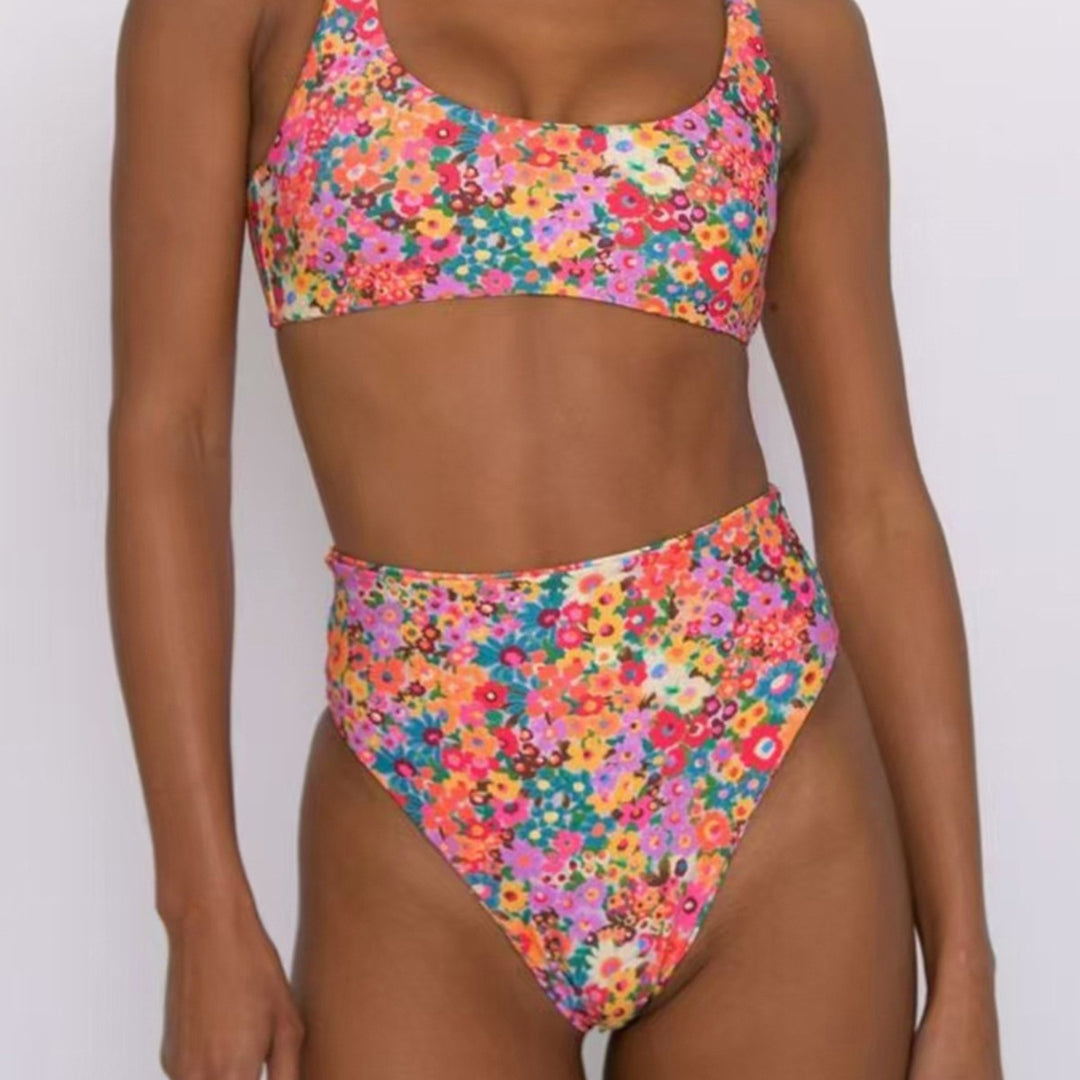 Damen Hochtailliertes Bikini-Set mit floralem Design EB