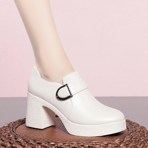 Damen Modische Chunky-High-Blockabsatzschuhe mit modernem Riemen EB