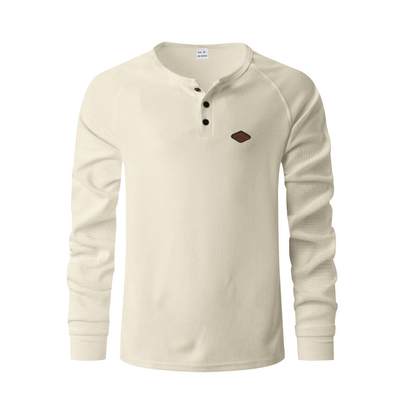 Herren nan Thermo Waffelshirt Henley mit Knopfleiste und Raglanärmeln EB