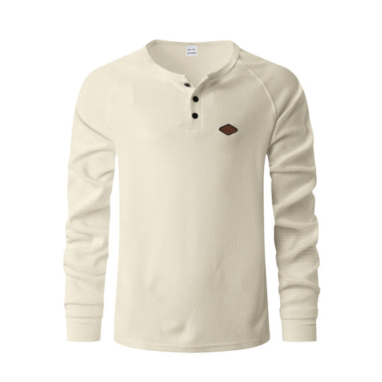 Herren nan Thermo Waffelshirt Henley mit Knopfleiste und Raglanärmeln EB