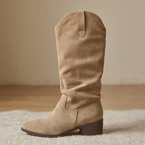 Damen Elegante Wildleder-Stiefel mit leichtem Stretch-Schaft EB