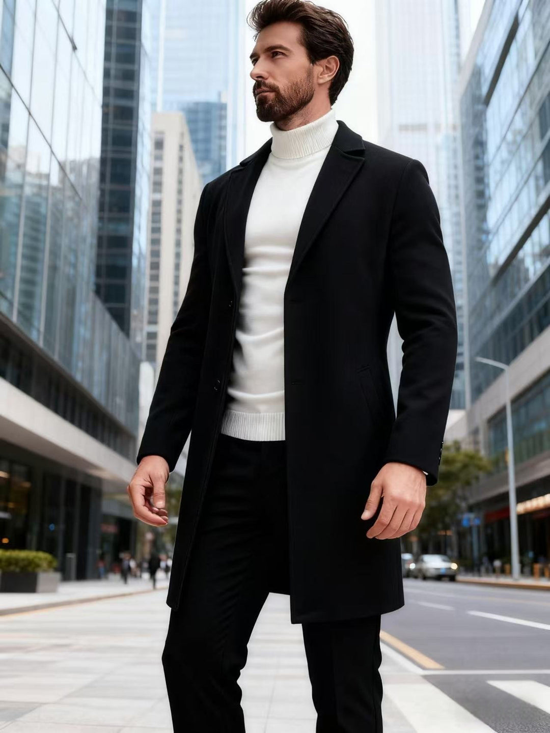 Herren eleganter Wollmantel EB
