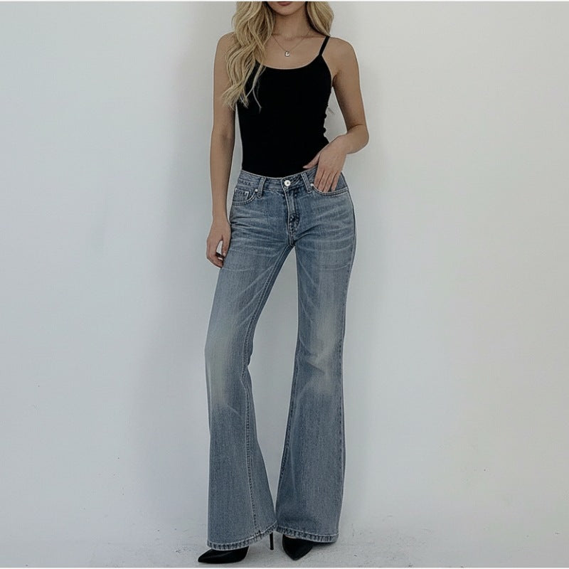 Damen Flared Jeans mit hohem Taillenbund und eleganter Waschung EB