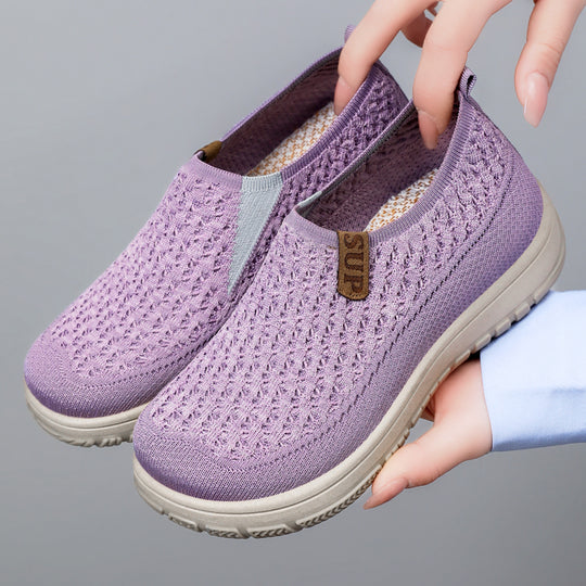 Damen nan gestrickter Komfort-Slip-On-Sneaker mit sockenähnlichem Schaft, atmungsaktiver 3D-Struktur und dämpfender EVA-Sohle EB