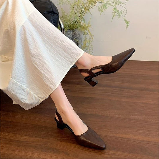 Damen elegante Slingback Pumps mit spitz zulaufendem Design EB
