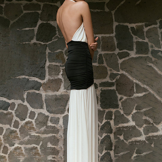 Damen Elegantes Maxi-Kleid mit raffiniertem Wickeloberteil EB