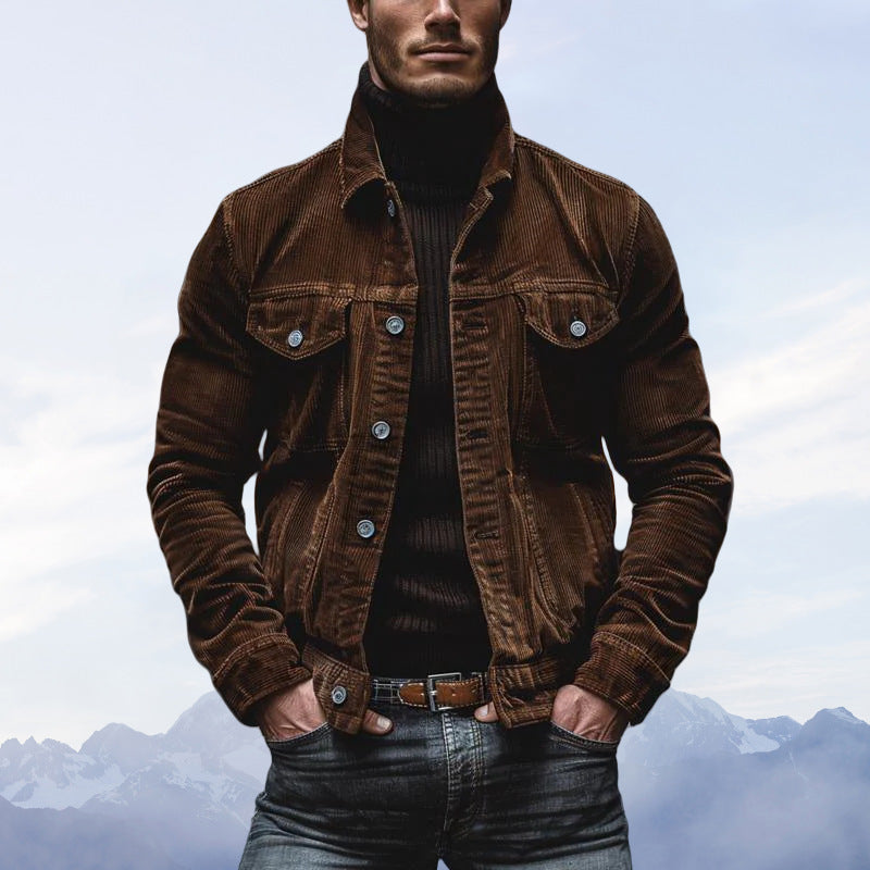 Herren Cordjacke mit klassischem Schnitt und praktischen Brusttaschen EB