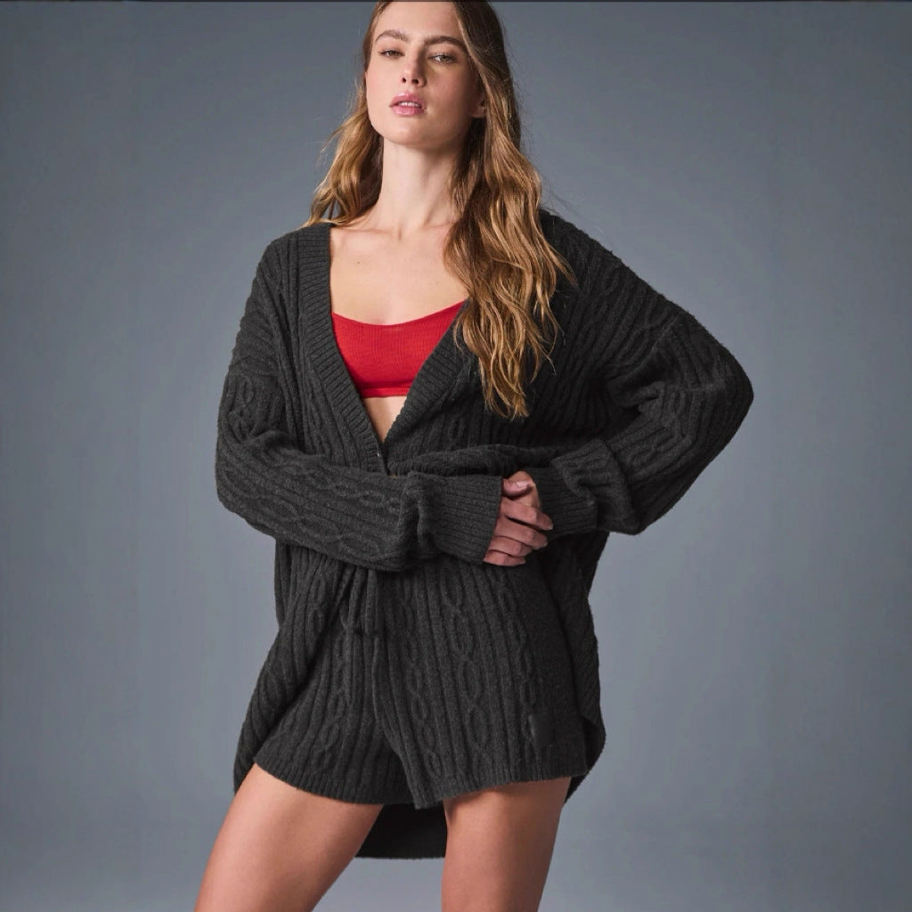 Damen Grobstrick Cardigan mit lässigem Schnitt und weichen Ärmeln EB
