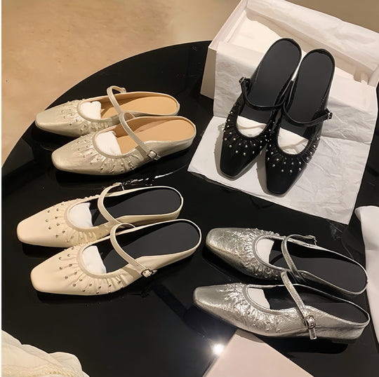 Damen Designer Ballerinas mit dekorativen Perlen EB