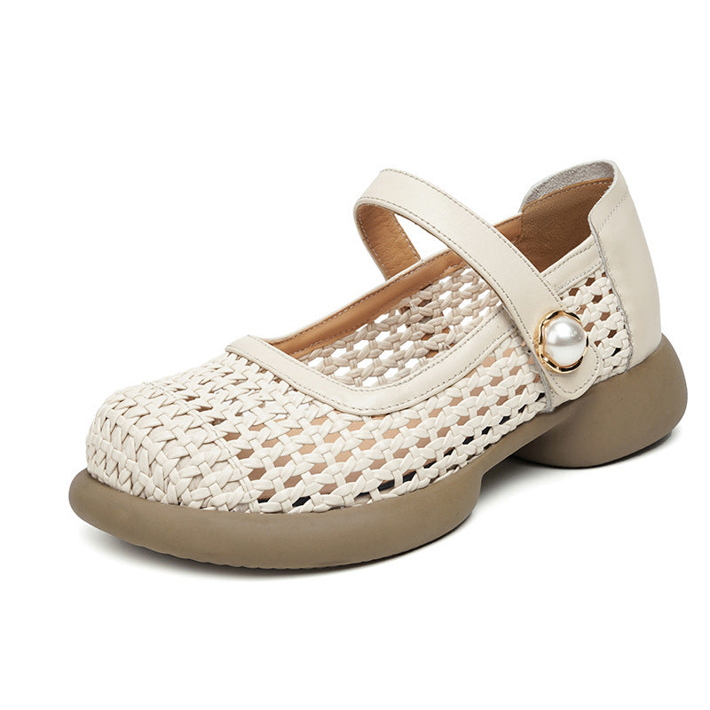 Damen Komfortable Ballerinas mit verziertem Riemen EB