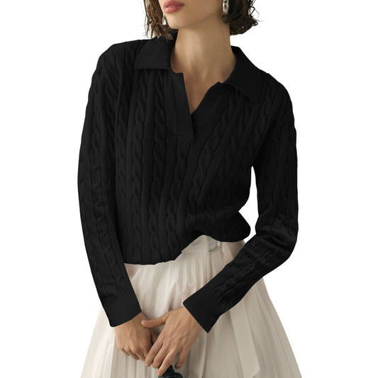 Damen Poloshirt mit Strickmuster und kontrastierenden Akzenten EB