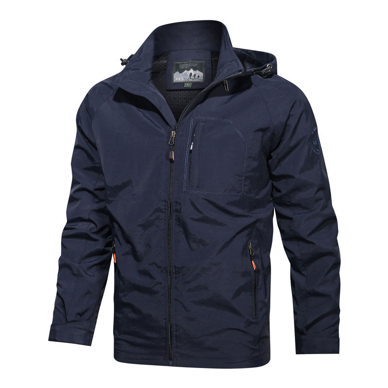 Herren nan leichte wasserabweisende Softshell Outdoorjacke mit Kapuze Brusttasche EB