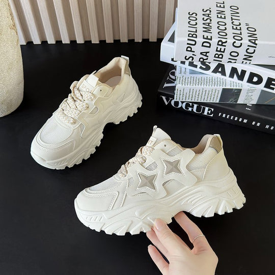 Damen Chunky Sneakers mit modischen Sternen-Applikationen EB
