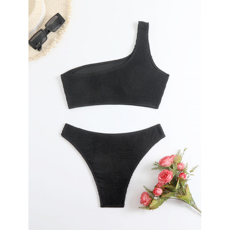 Damen Einseitiger Bikini mit strukturierter Oberfläche EB