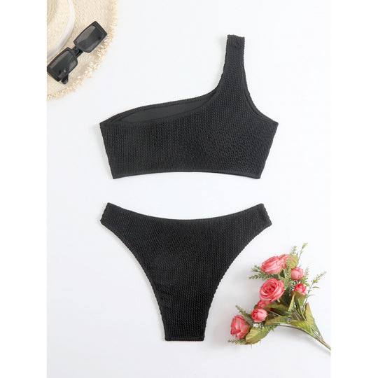 Damen Einseitiger Bikini mit strukturierter Oberfläche EB