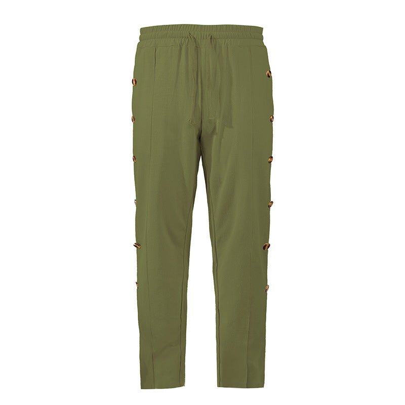 Herren modische Designerhose mit Knopfleiste und verstellbarem Bund EB