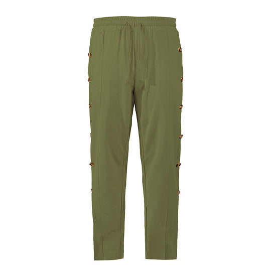 Herren modische Designerhose mit Knopfleiste und verstellbarem Bund EB