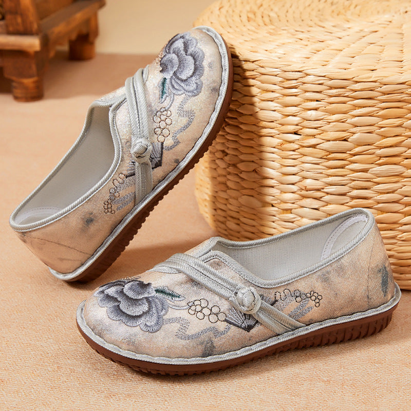 Damen Bequeme Slipper mit floralem Design und elastischer Bindung EB
