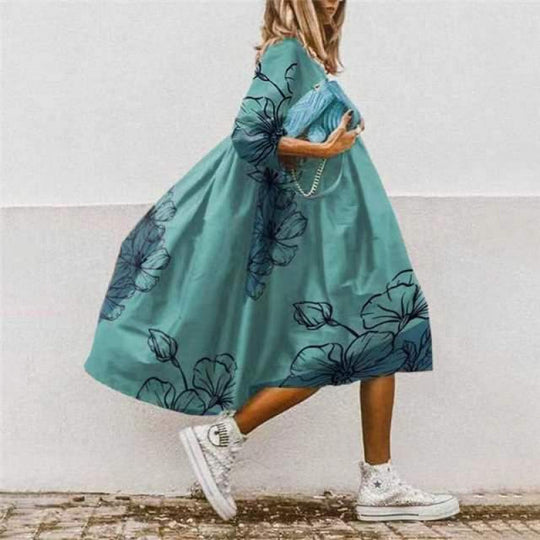Damen Freizeitkleid mit farbenfrohem Blumendesign EB