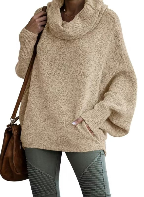 Damen Oversized Strickpullover mit Rollkragen EB
