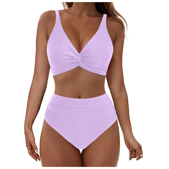 Damen Hochtailliertes Bikini-Set mit Wickel-Oberteil EB