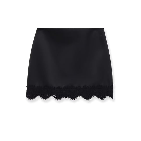 Damen eleganter Rock mit Spitzenbesatz und strukturiertem Gewebe EB