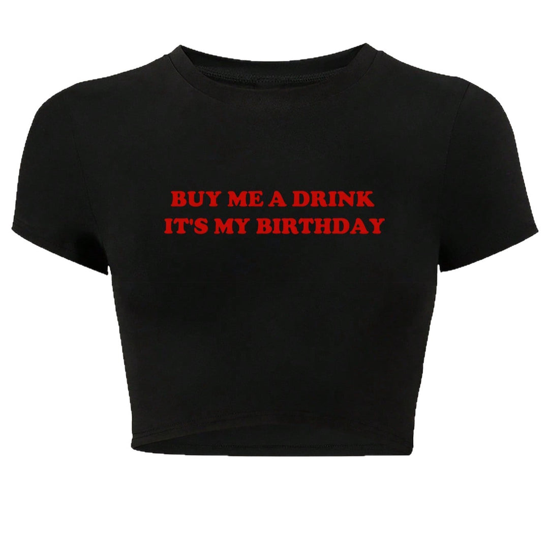 Damen Crop-Oberteil mit humorvollem Statementdruck EB