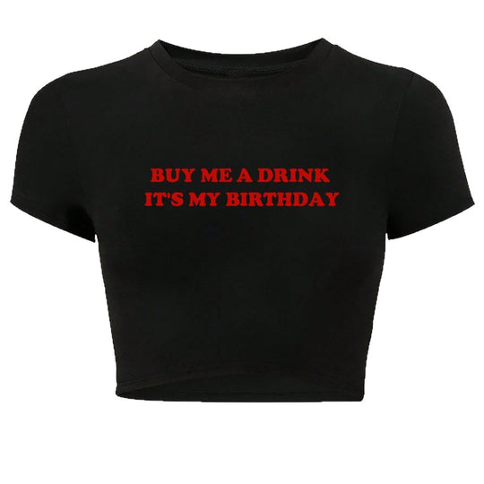 Damen Crop-Oberteil mit humorvollem Statementdruck EB