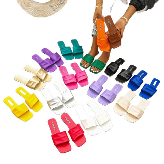 Damen Flauschige Open-Toe Pantoletten EB