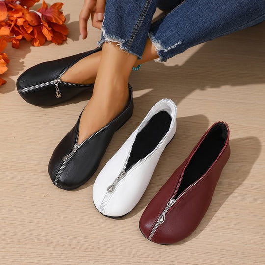 Damen bequeme Schlupfschuhe mit praktischem Reißverschluss EB