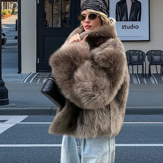 Damen Luxuriöse Kunstpelzjacke EB