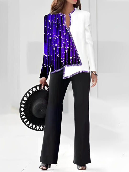 Damen Elegante Statement-Jacke mit asymmetrischem Schnitt und funkelnden Details EB