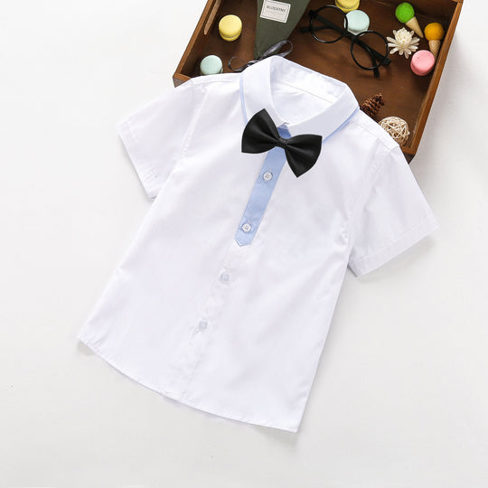 Damen elegante Kurzarmhemd mit Fliege EB