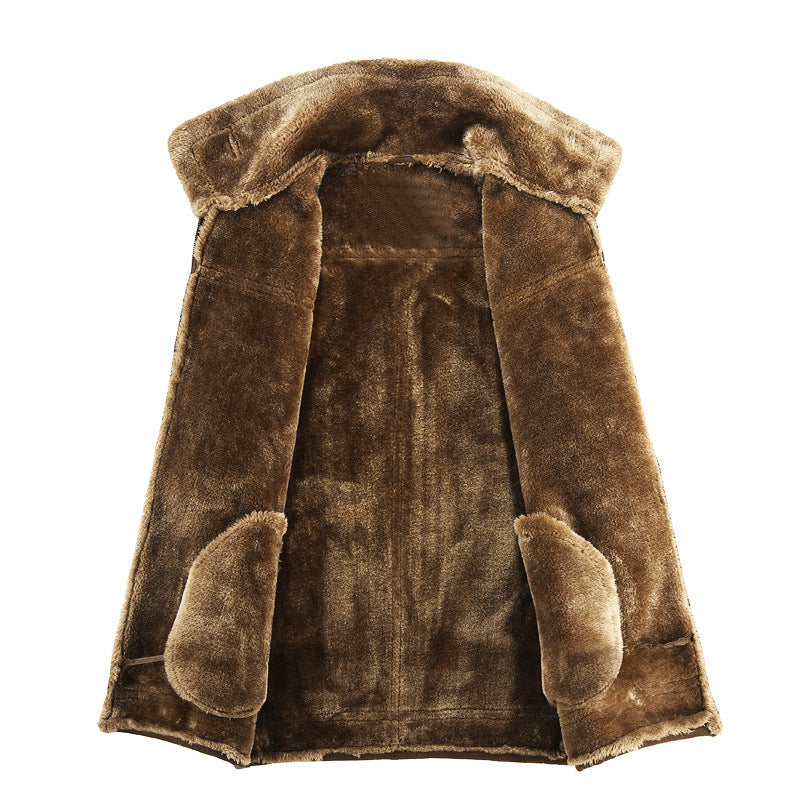 Herren Fliegerjacke mit Teddyfell-Futter und Lammfell-Optik EB