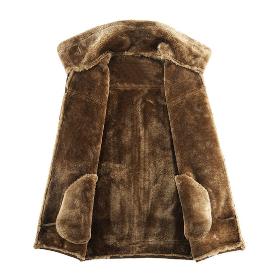 Herren Fliegerjacke mit Teddyfell-Futter und Lammfell-Optik EB