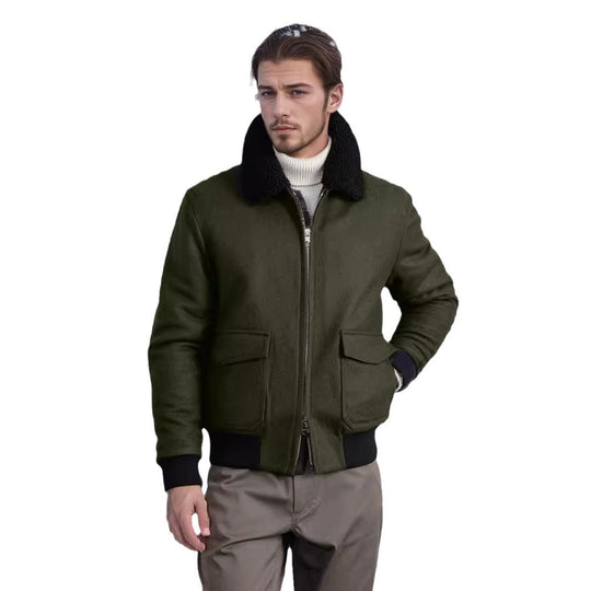 Herren Bomberjacke mit Fleece-Kragen und praktischen Taschen EB