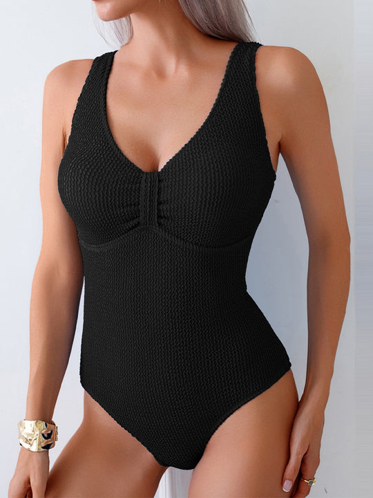 Damen Einteiliger Badeanzug mit raffinierten Rippstrick-Details EB