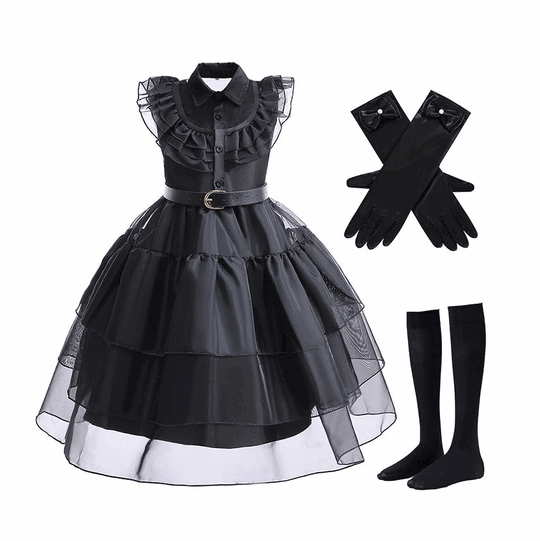 Damen Gothic-Lolita Kleid Stufenrock Rüschenkragen