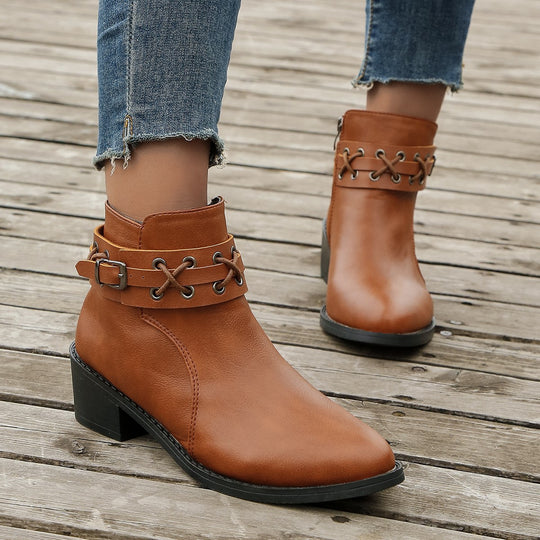Damen Stiefeletten mit modischem Schnür-Detail EB