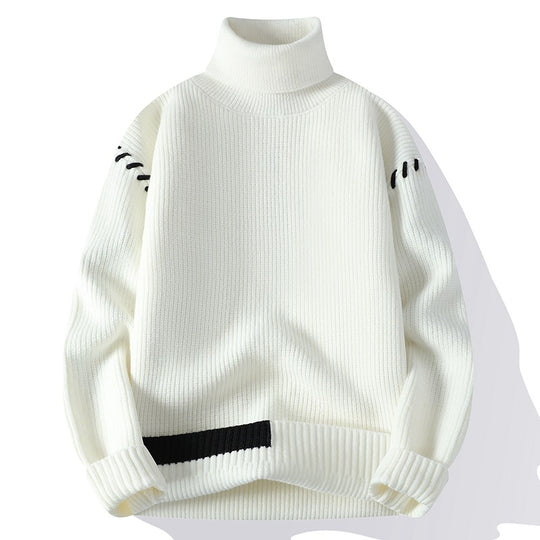 Damen Grober Rollkragenpullover mit dekorativen Ärmeldetails EB