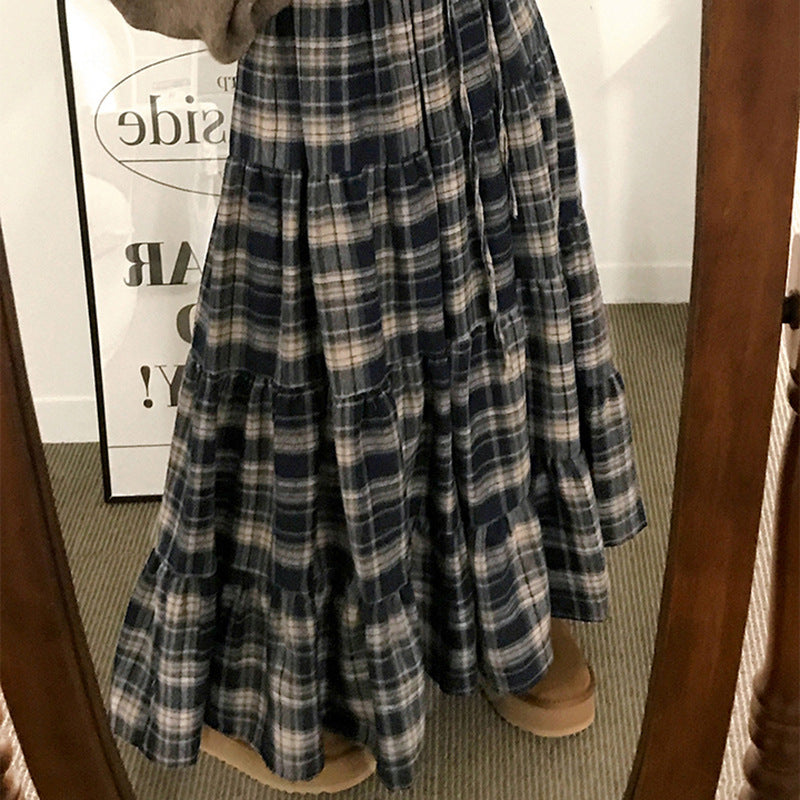 Damen Langer, karierter Maxi-Rock im Lagenlook EB