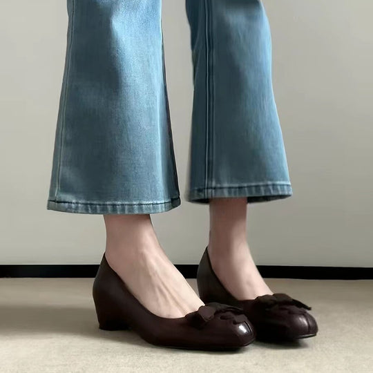 Damen elegante Ballerinas mit hochwertiger Schleifenapplikation EB