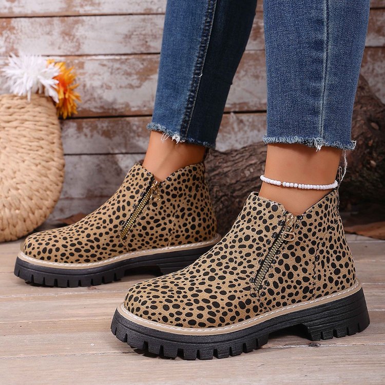 Damen modische Ankle-Stiefeletten mit seitlichem Reißverschluss und rutschfester Sohle EB