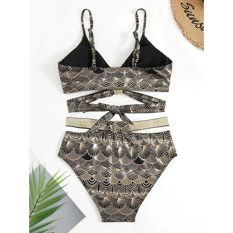 Damen Triangel-Bikini mit glamourösem Wickel-Design und eleganten Akzenten EB