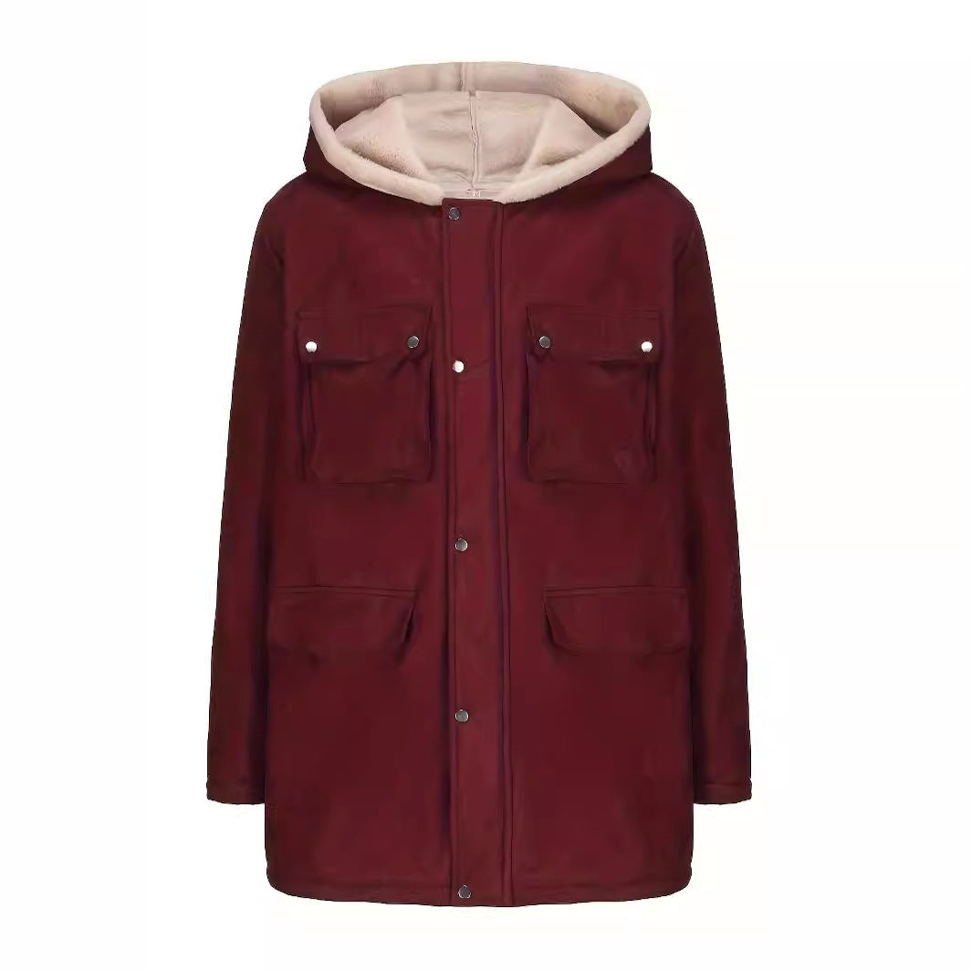 Damen modische Jacke mit weichem Futter und praktischen Taschen EB