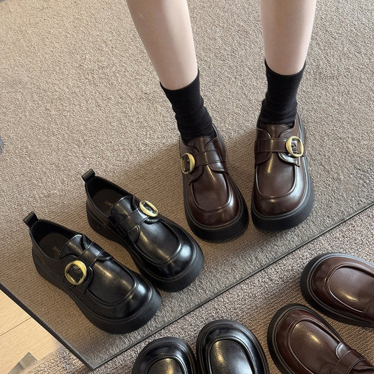 Damen moderne Chunky Loafers mit dekorativer Schnalle und rutschfester Sohle EB
